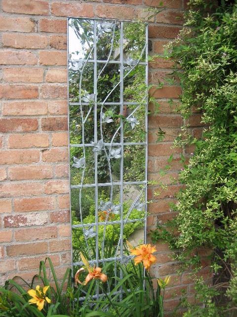 Specchio da giardino in metallo zincato - Rampicante